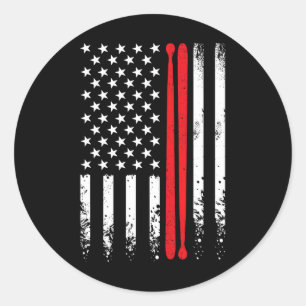 Adesivo Bandeira Americana Retro Música Baterista Pau de B
