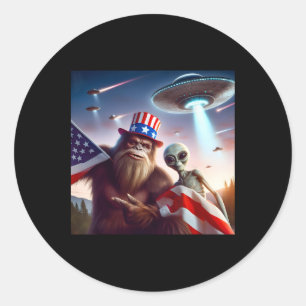 Adesivo Bandeira Americana Sasquatch com Alienígena Ufo Bi