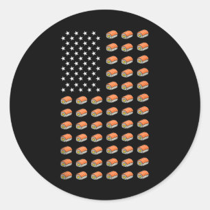 Adesivo Bandeira Americana Sushi Comida EUA Patriotismo Pa