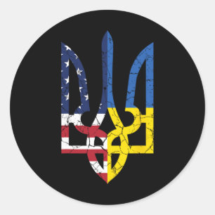 Adesivo Bandeira Americana Ucraniana Símbolo de Amor Apoio
