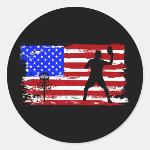 Adesivo Bandeira Americana Vintage Disco Golfe Homens Mulh