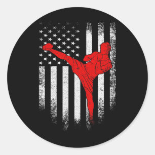 Adesivo Bandeira Americana Vintage EUA Lutador de MMA Kick