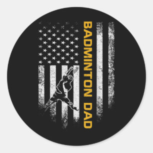 Adesivo Bandeira Americana Vintage EUA Proud Badminton Pai