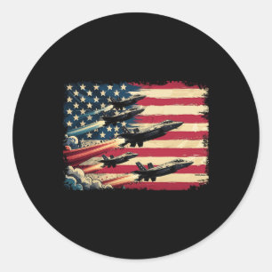 Adesivo Bandeira Americana Vintage Jatos de Caça EUA 4 de