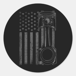 Adesivo Bandeira Americana Vintage Pistão Carro de Músculo