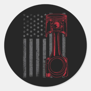 Adesivo Bandeira Americana Vintage Pistão Carro de Músculo