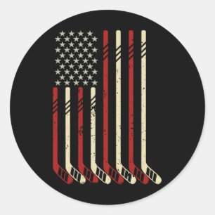 Adesivo Bandeira Americana Vintage Usa Fã de Hóquei no Gel