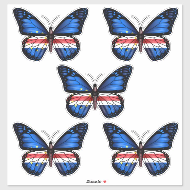 Adesivo Bandeira Borboleta de Cabo Verde (Folha)