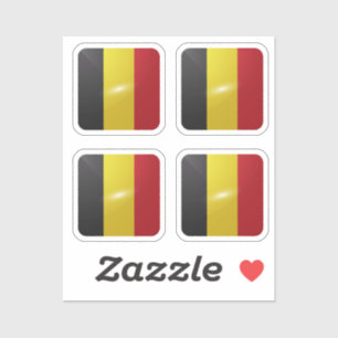 Adesivo Bandeira brilhante quadrada da Bélgica