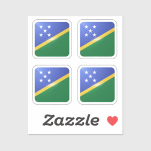 Adesivo Bandeira brilhante quadrada das Ilhas Salomão