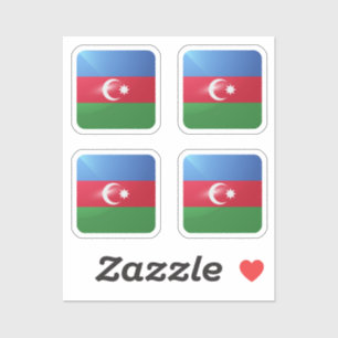 Adesivo bandeira brilhante quadrada do Azerbaijão