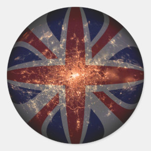 Adesivo Bandeira BRITÂNICA de Fisheye sobre Londres na
