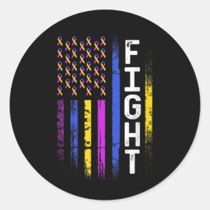 Adesivo Bandeira Cancer Púrpura Amarela Azul Fita Awar