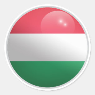 Adesivo Bandeira Circular Brilhante da Hungria
