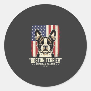 Adesivo Bandeira Clássica Americana Boston Terrier