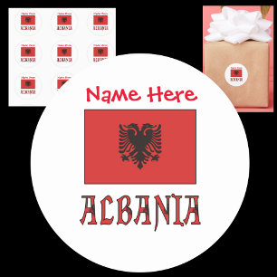 Adesivo Bandeira da Albânia Nome Personalizado 
