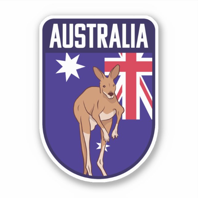 Adesivo Bandeira da Austrália com Kangaroo - Viagem da Aus (Frente)