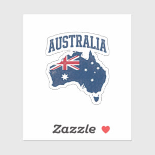 Adesivo Bandeira da Austrália Mapa Gráfico Antigo Maltrata