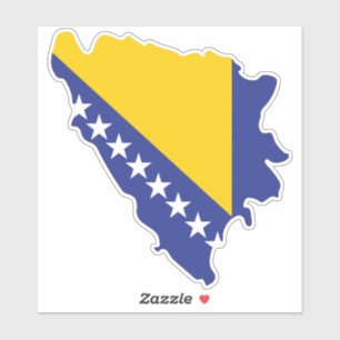 Adesivo Bandeira da Bósnia e Herzegovina no Mapa do País