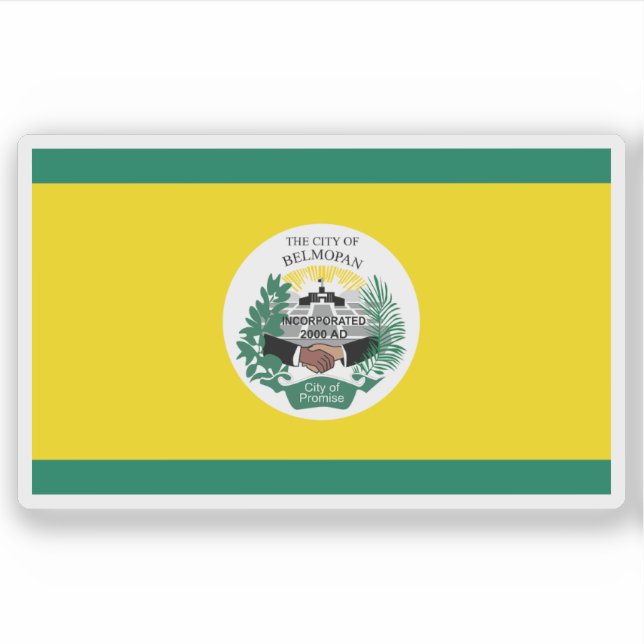 Adesivo Bandeira da cidade de Belmopã, Belize (Frente)