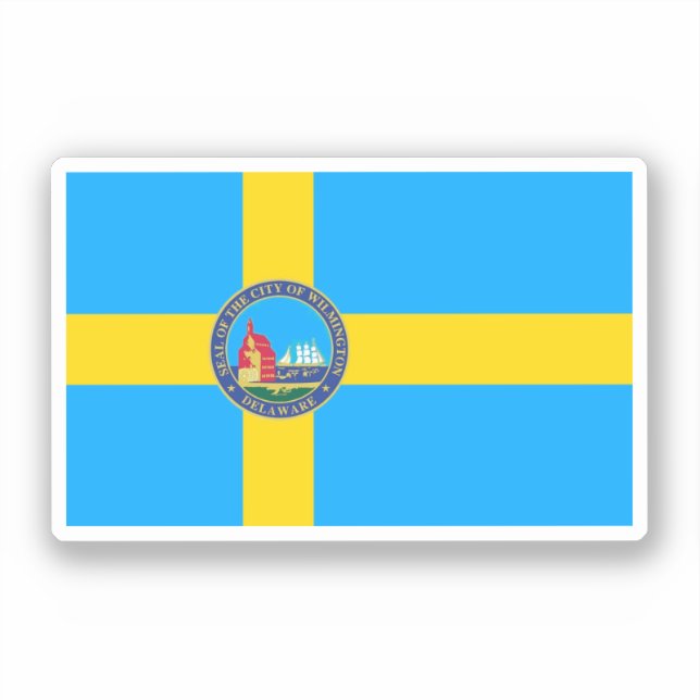 Adesivo Bandeira da cidade de Wilmington, Delaware (Frente)