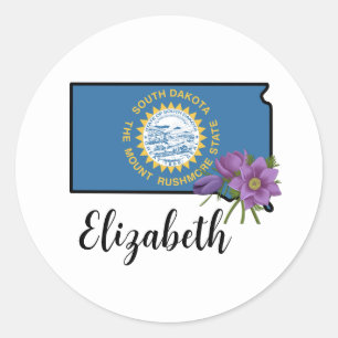 Adesivo Bandeira da Dakota do Sul com a Flor do Estado Pas