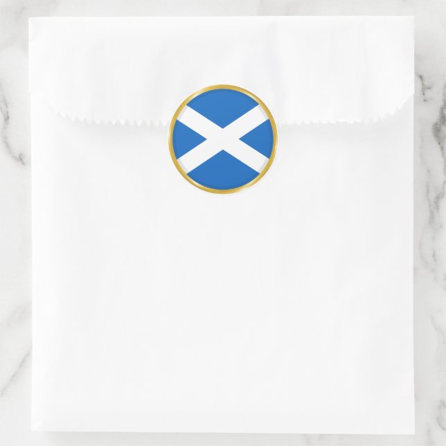 Adesivo Bandeira da Escócia no Círculo Dourado (Bolsa)