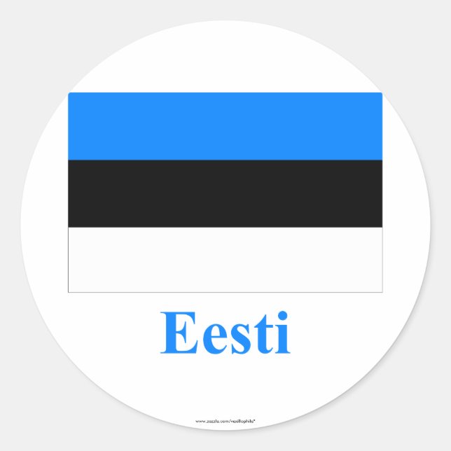 Adesivo Bandeira da Estônia com nome em estoniano (Frente)