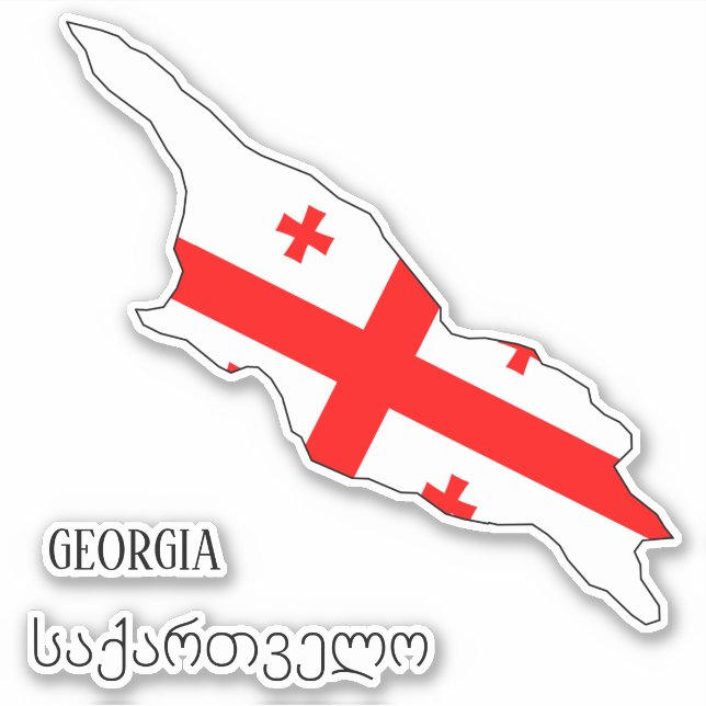 Adesivo Bandeira da Geórgia Mapa Patriótico Encantador (Frente)