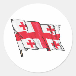 Adesivo Bandeira da Geórgia Ondulante Vermelha e Branca co