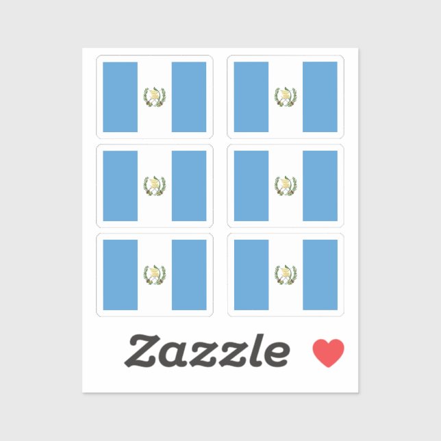 Adesivo Bandeira da Guatemala - Conjunto de 6 (Folha)