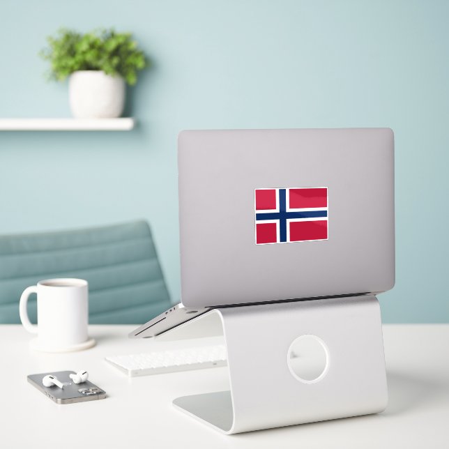 Adesivo Bandeira da Noruega (Laptop na mesa)