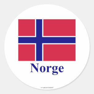 Adesivo Bandeira da Noruega com nome em norueguês