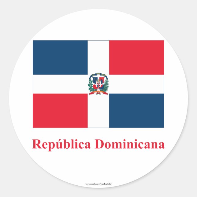 Adesivo Bandeira da República Dominicana com nome em espan (Frente)