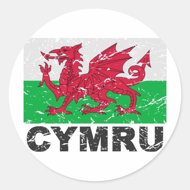 Adesivo Bandeira da vindima do CYMRU no País de Gales (Frente)