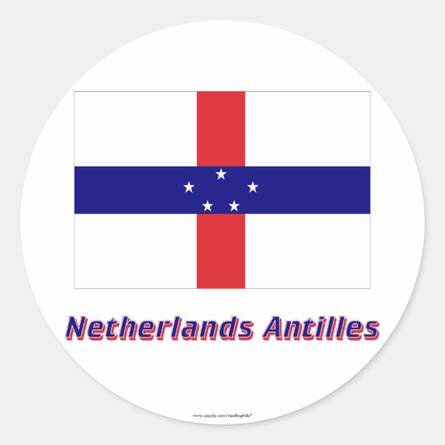Adesivo Bandeira das Antilhas Neerlandesas com Nome (Frente)