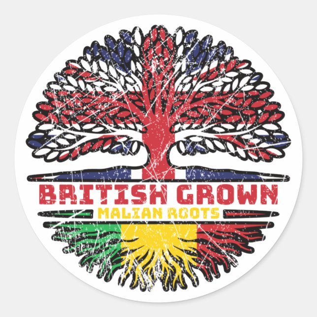 Adesivo Bandeira das Árvores Britânicas do Mali (Frente)