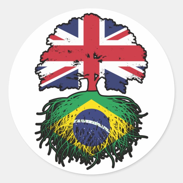 Adesivo Bandeira das Raízes da Árvore Britânica (Frente)