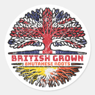 Adesivo Bandeira das Raízes da Árvore Britânica do Butão