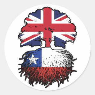 Adesivo Bandeira das Raízes da Árvore Britânica do Chile