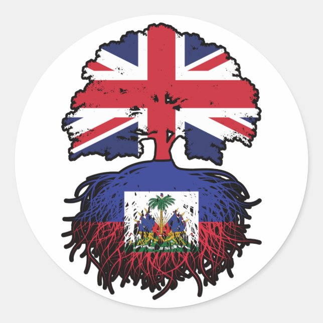 Adesivo Bandeira das Raízes da Árvore Britânica do Haiti (Frente)