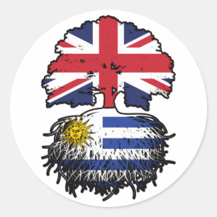 Adesivo Bandeira das Raízes da Árvore Britânica do Uruguai