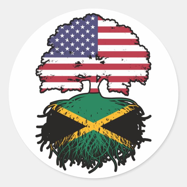 Adesivo Bandeira das Raízes da Árvore Jamaicano-Americana (Frente)
