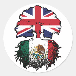 Adesivo Bandeira das Raízes da Árvore no Reino Unido mexic