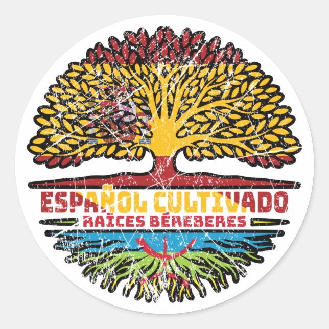 Adesivo Bandeira das Raízes das Árvores Espanholas de Berb (Frente)