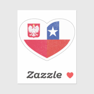 Adesivo Bandeira de Amor Cardíaco Chileno Polonês no Chile
