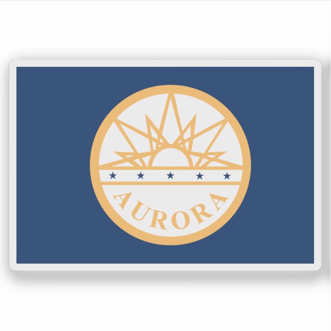 Adesivo Bandeira de Aurora, Colorado, EUA (Frente)