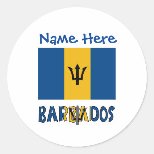 Adesivo Bandeira de Barbados Nome Personalizado