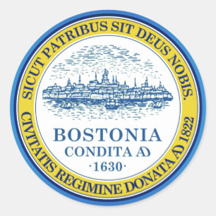 Adesivo Bandeira de Boston, Massachusetts Oval Sticker