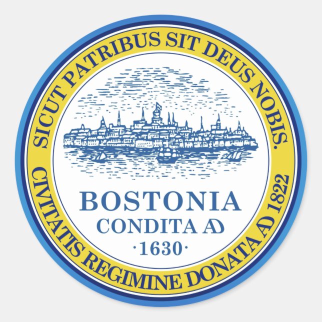 Adesivo Bandeira de Boston, Massachusetts Oval Sticker (Frente)